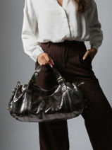 Sac Port paule Serpent Cuir Gerard darel Gris serpent DCS01472-vue-porte