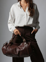 Sac Port paule Froisse Cuir Gerard darel Marron froisse DCS01474-vue-porte