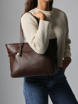 Sac Port paule Zip Lulu castagnette Marron zip ZAHERE-vue-porte