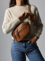 Sac Banane Lulu castagnette Marron zip YSALINE-vue-porte