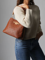 Sac Port paule Embossed Lulu castagnette Marron embossed YOUSRA-vue-porte