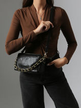 Cross Body Tas Vintage Leder Mila louise Zwart vintage 23673X-vue-porte