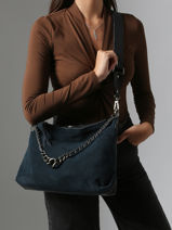 Sac Bandouli�re Vintage Cuir Mila louise Bleu vintage 3822VC-vue-porte