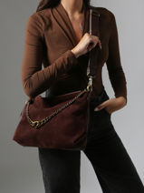 Sac Bandoulire Vintage Cuir Mila louise Beige vintage 3822VC-vue-porte