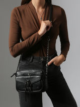 Cross Body Tas Vintage Leder Mila louise Zwart vintage 3327CL-vue-porte
