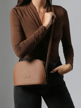 Sac Bandouli�re Lilou Cuir Nathan baume Marron egee 2-vue-porte