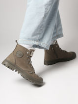 Bottines En Cuir Palladium Vert women 95982281-vue-porte
