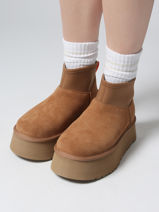 Boots Classic Mini Dipper Semelle Compens�e En Cuir Ugg Beige accessoires 1168170-vue-porte