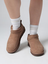 Boots Classic Ultra Mini En Cuir Ugg Marron women 1116109-vue-porte
