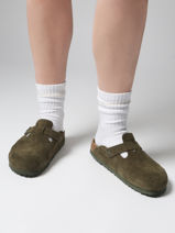 Mules Boston En Cuir Birkenstock Vert women 1024714-vue-porte