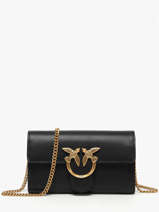 Sac Bandouli�re Love Bag Icon Cuir Pinko Noir love bag icon A0F1