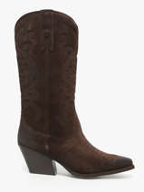 Santiags En Crote De Cuir Avec Surpiqres The icona Marron women TX160