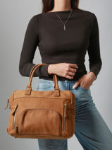 Handtas Vintage Leder Nat et nin Bruin vintage MACY-vue-porte