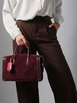 Sac Bowling M Bcbg Cuir Daim Lancel Rouge bcbg A13693-vue-porte