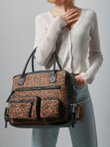 Sac  Main Leopard Cuir Paul marius Noir leopard DANDL90S-vue-porte
