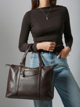 Sac Port paule Vintage Cuir Nat et nin Marron vintage THYLANE-vue-porte
