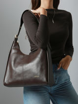 Sac Port paule Tina Cuir Lisse Nat et nin Marron vintage TINA-vue-porte