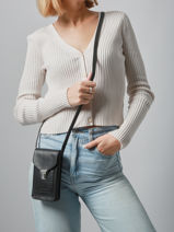 Le Porte-tlphone Cuir Paul marius Noir vintage TELEPHON-vue-porte