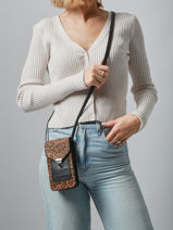 Le Porte-tlphone Lopard Cuir Paul marius Noir leopard TELEPLEO-vue-porte