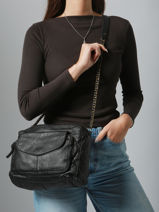 Cross Body Tas Naina Leder Pieces Zwart naina 17122474-vue-porte