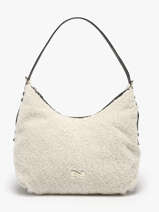 Sac Port� �paule Carrie Winter Cuir Et Mouton Nathan baume Beige vogue S