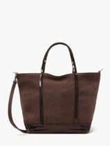 Petit Cabas Zipp� Lin Et Paillettes Vanessa bruno Marron cabas lin 31V40435