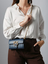 Sac Bandouli�re Love Bag Icon Cuir Pinko Bleu love bag icon A0F1-vue-porte