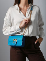 Sac Bandoulire Love Bag Icon Cuir Pinko Bleu love bag icon A0F1-vue-porte
