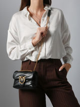 Sac Bandouli�re Love Baby Puff Cuir Pinko Noir love bag puff A0F2-vue-porte