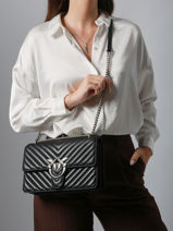 Sac Bandouli�re Love Bag Quilt Cuir Pinko Noir love bag quilt A0GK-vue-porte