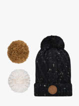 Muts Met Verwisselbare Pompon Cabaia Zwart hats APPLETIN