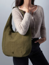 Sac Port� �paule Velours Polyester Le voyage en panier Vert velours AHP243-vue-porte