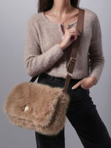 Sac Bandoulire Doudou Polyester Le voyage en panier Beige doudou AHP266-vue-porte