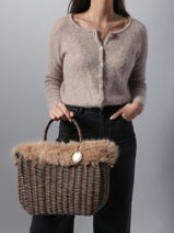 Cabas Doudou Le voyage en panier Marron doudou M-vue-porte