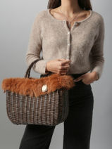 Cabas Doudou Le voyage en panier Marron doudou M-vue-porte