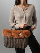 Handtas Doudou Le voyage en panier Bruin doudou L-vue-porte