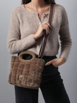 Sac Port� �paule Quadri Polyester Le voyage en panier Marron quadri AHP271-vue-porte