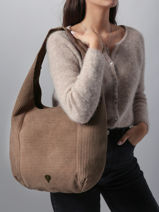 Schoudertas Velours Le voyage en panier Bruin velours AHP243-vue-porte