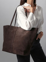 Sac Port paule Cabas Cuir Vanessa bruno Marron cabas 29V40873-vue-porte