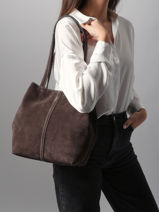 Sac Port� �paule Cabas Cuir Vanessa bruno Marron cabas 29V40874-vue-porte