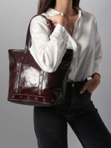 Le Cabas M Zipp En Cuir Craquel Vanessa bruno Rouge cabas cuir 82V40378-vue-porte