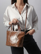 Sac Port Main Cabas Cuir Cuir Vanessa bruno Marron cabas cuir 82V40435-vue-porte