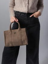 Sac Port paule Velours Polyester Le voyage en panier Marron velours AHP242-vue-porte