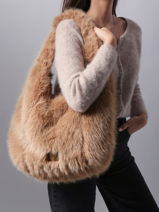 Sac Port paule Doudou Fourrure Le voyage en panier Marron doudou AHP262-vue-porte