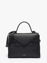 Sac Bandoulire M Double Rabat Emilie Cuir Grain Le tanneur Noir emily TEMI1014