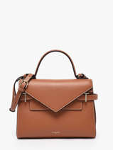 Sac Bandoulire M Double Rabat Emilie Cuir Grain Le tanneur Marron emily TEMI1014