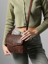 Sac Bandouli�re Velvet Miniprix Marron velvet 27582-vue-porte