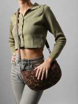 Sac Bandouli�re Leopardo Mandoline Marron leopardo L-vue-porte