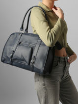 Sac Port paule A4 Grained Miniprix Bleu grained F8533-vue-porte