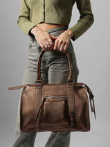 Sac Port� �paule A4 Grained Miniprix Marron grained F8533-vue-porte